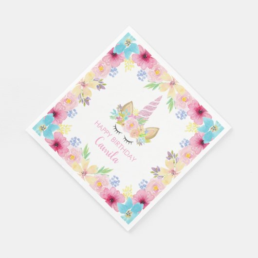 Magische Eenhoorn Partij voor Meisjes Bloemen Wate Servet (Hoek)