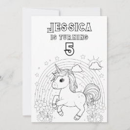 Magische Eenhoorn Party Invite kleuren in kleur Kaart