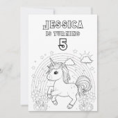 Magische Eenhoorn Party Invite kleuren in kleur Kaart (Voorkant)