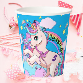 Magische Eenhoorn Party Invite kleuren in kleur Papieren Bekers