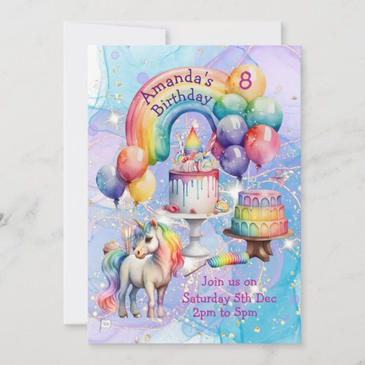 Magische Eenhoorn Party Kinderen Verjaardagsideeën Kaart (Voorkant)