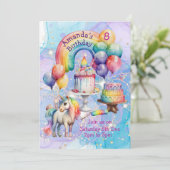 Magische Eenhoorn Party Kinderen Verjaardagsideeën Kaart (Staand voorkant)