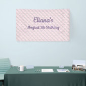 Magische Eenhoorn Pastel Regenboog Verjaardagsfees Spandoek (Beurs)