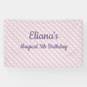 Magische Eenhoorn Pastel Regenboog Verjaardagsfees Spandoek (Horizontaal)