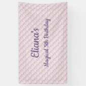 Magische Eenhoorn Pastel Regenboog Verjaardagsfees Spandoek (Verticaal)