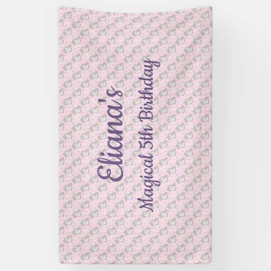 Magische Eenhoorn Pastel Regenboog Verjaardagsfees Spandoek (Verticaal)