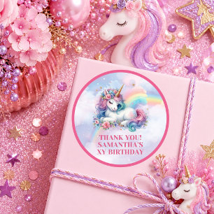 Magische Eenhoorn Pastelkleuren Meisje Verjaardag  Ronde Sticker