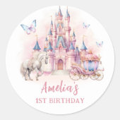 Magische Eenhoorn Princess Castle Verjaardag Stick Ronde Sticker (Voorkant)