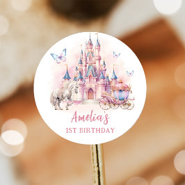 Magische Eenhoorn Princess Castle Verjaardag Stick Ronde Sticker