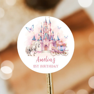 Magische Eenhoorn Princess Castle Verjaardag Stick Ronde Sticker