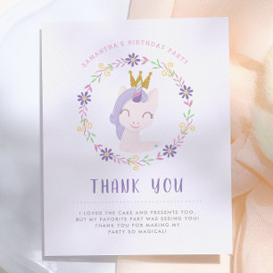Magische Eenhoorn Prinses Verjaardag Bedankt Briefkaart