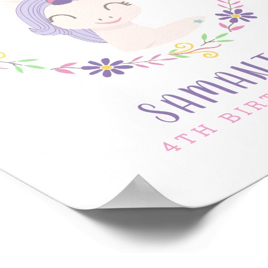 Magische eenhoorn prinses | Verjaardagsfeestje Wel Poster (Hoek)