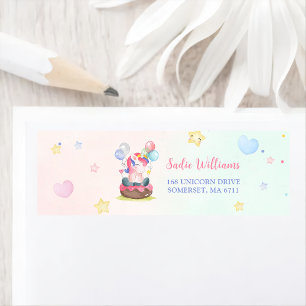 Magische Eenhoorn Rainbow Verjaardagsfeestlabel Etiket