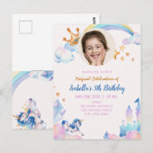 Magische Eenhoorn Regenboog 5e Verjaardagsuitnodig Briefkaart (Voorkant / Achterkant)