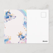 Magische Eenhoorn Regenboog 5e Verjaardagsuitnodig Briefkaart (Achterkant)