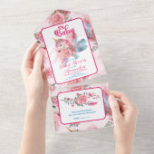 Magische eenhoorn regenboog Baby shower All In One Uitnodiging (Afscheurbaar)