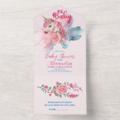 Magische Eenhoorn Regenboog Baby Shower All In One Uitnodiging (Binnen)