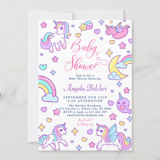 Magische Eenhoorn Regenboog Baby Shower Kaart