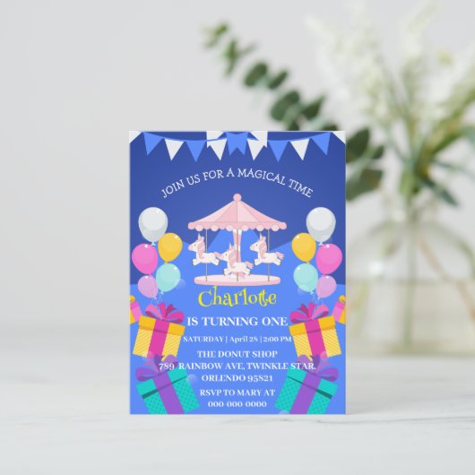 Magische Eenhoorn regenboog carrousel patroon verj Briefkaart (Staand voorkant)