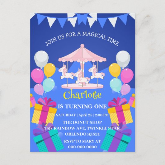 Magische Eenhoorn regenboog carrousel patroon verj Briefkaart (Voorkant)