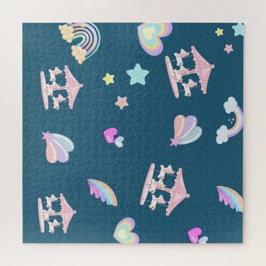 Magische Eenhoorn regenboog carrousel patroon verj Legpuzzel (Horizontaal)