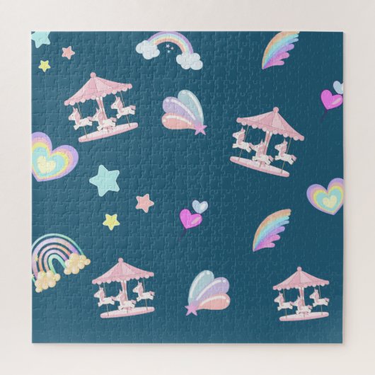 Magische Eenhoorn regenboog carrousel patroon verj Legpuzzel (Verticaal)