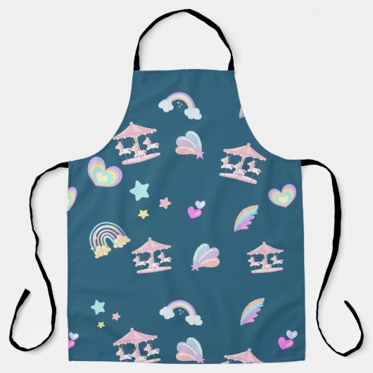 Magische Eenhoorn regenboog carrousel patroon verj Schort (Voorkant)