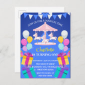 Magische Eenhoorn regenboog carrousel patroon verj Uitnodiging Briefkaart (Voorkant / Achterkant)