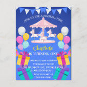 Magische Eenhoorn regenboog carrousel patroon verj Uitnodiging Briefkaart (Voorkant)