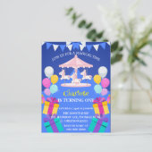 Magische Eenhoorn regenboog carrousel patroon verj Uitnodiging Briefkaart (Staand voorkant)