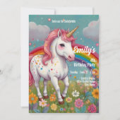 Magische Eenhoorn Regenboog Fantasy 4e Verjaardags Kaart (Voorkant)