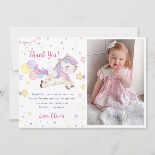 Magische eenhoorn regenboog foto dank u kaart (Voorkant)