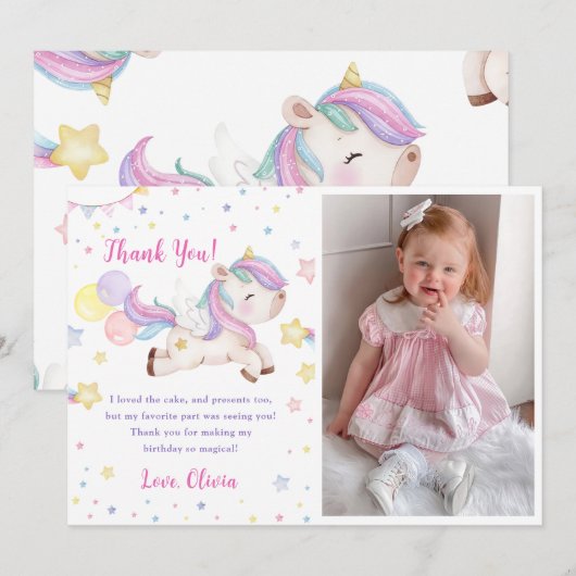 Magische eenhoorn regenboog foto dank u kaart (Voorkant / Achterkant)