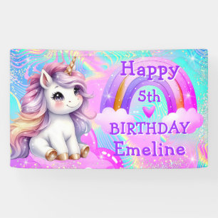 Magische Eenhoorn Regenboog Glitter Verjaardag Spandoek