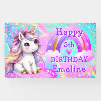 Magische Eenhoorn Regenboog Glitter Verjaardag Spandoek