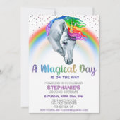 Magische Eenhoorn Regenboog Glitter Waterverf Kaart (Voorkant)