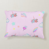 Magische Eenhoorn regenboog gradiënt verjaardagsfe Accent Kussen (Achterkant)