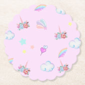 Magische Eenhoorn regenboog gradiënt verjaardagsfe Kartonnen Onderzetters (Voorkant)