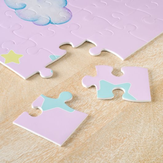 Magische Eenhoorn regenboog gradiënt verjaardagsfe Legpuzzel (Zijkant)