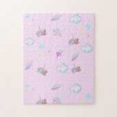 Magische Eenhoorn regenboog gradiënt verjaardagsfe Legpuzzel (Verticaal)