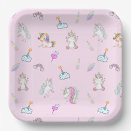 Magische Eenhoorn regenboog gradiënt verjaardagsfe Papieren Bordje