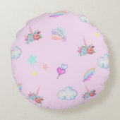 Magische Eenhoorn regenboog gradiënt verjaardagsfe Rond Kussen (Achterkant)