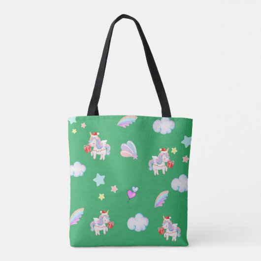 Magische eenhoorn regenboog Kerstmis verjaardagsfe Tote Bag (Achterkant)