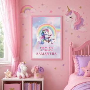 Magische Eenhoorn Regenboog Meisje Verjaardag Muur Poster