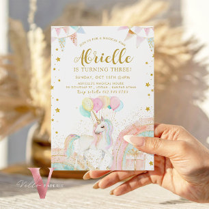 Magische Eenhoorn Regenboog Pastel Gold Glitter Bd Kaart