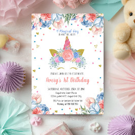 Magische Eenhoorn Regenboog Roze Bloemen Verjaarda Kaart