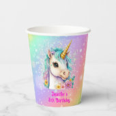 Magische eenhoorn regenboog schittert verjaardag papieren bekers (Achterkant)