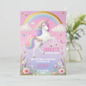 Magische eenhoorn regenboog sprookje verjaardagsfe kaart (Staand voorkant)