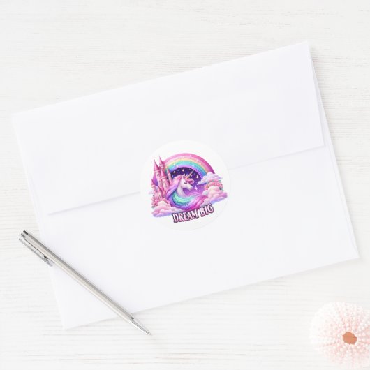 Magische Eenhoorn Regenboog Sticker – grillig ontw (Envelop)