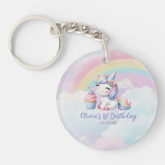 Magische Eenhoorn Regenboog Verjaardag Acryl Sleut Sleutelhanger (Voorkant)